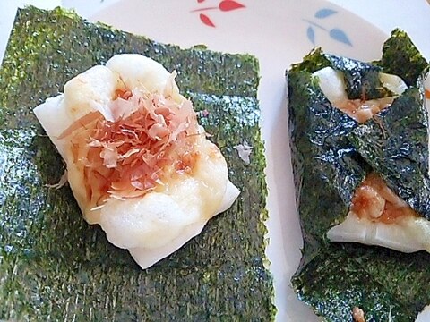 小腹がすいたら!　おやつに!　海苔包み納豆チーズ餅